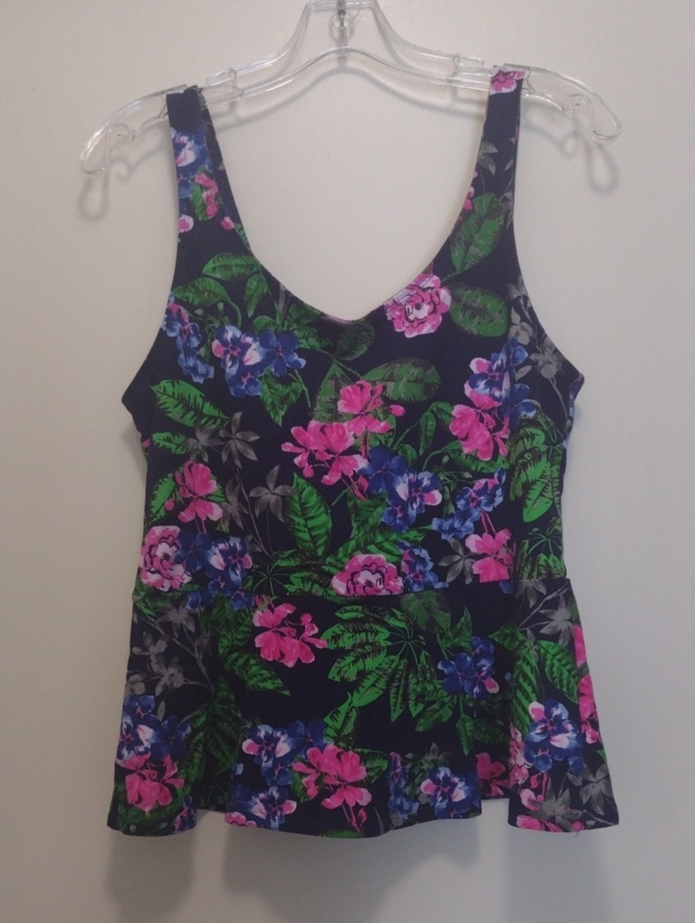 Express Navy Floral Cropped Tank Top (J897)